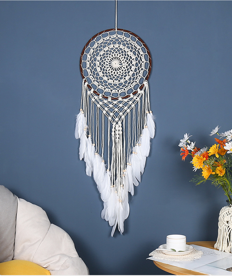 ins Bohemian-style hand-woven hook flower dream catcher pendant decoration Dream catcher homestay Dream catcher pendant pic 2