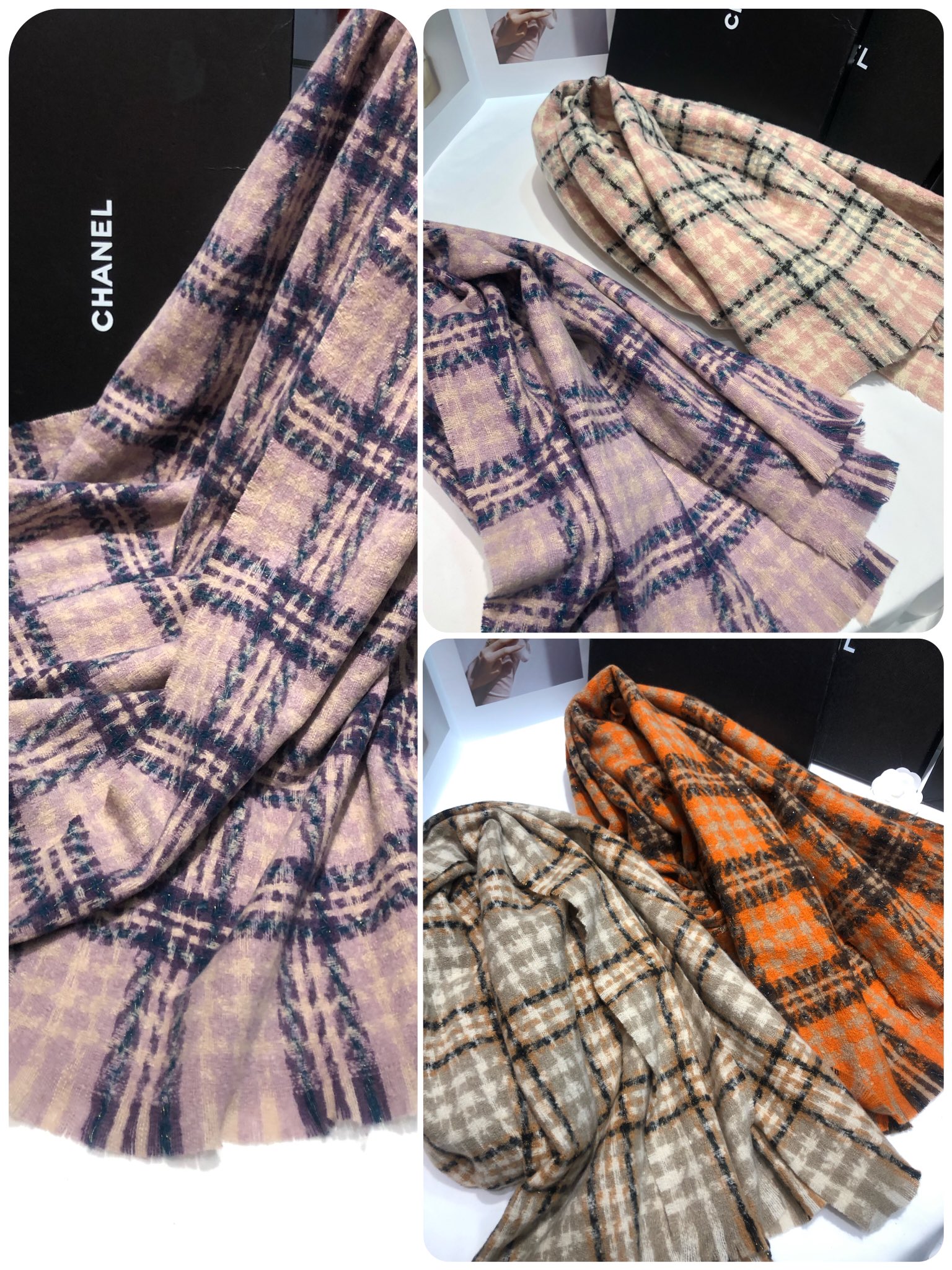 Wholesale of cross-border scarves in stock, e-commerce live streaming, supply chain, Xiaoxiangfeng barley ear checkered scarves pic 5