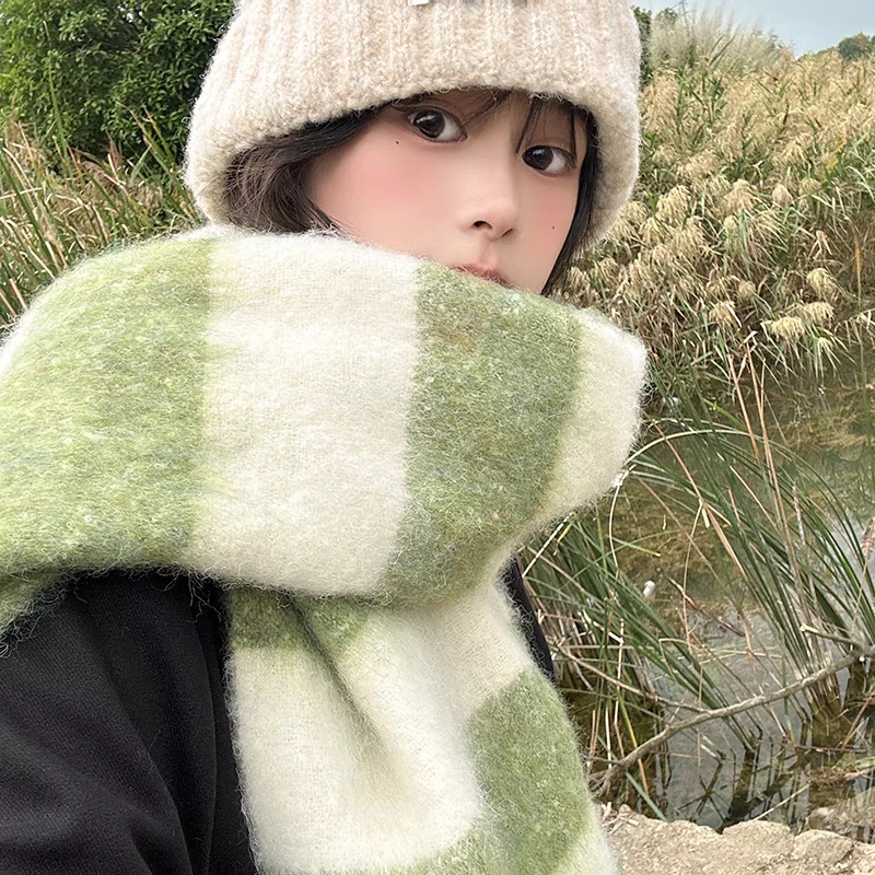 New in-stock cross-border scarf wholesale e-commerce live streaming supply chain AC loose beard two-color horizontal stripe extra-long scarf pic 5