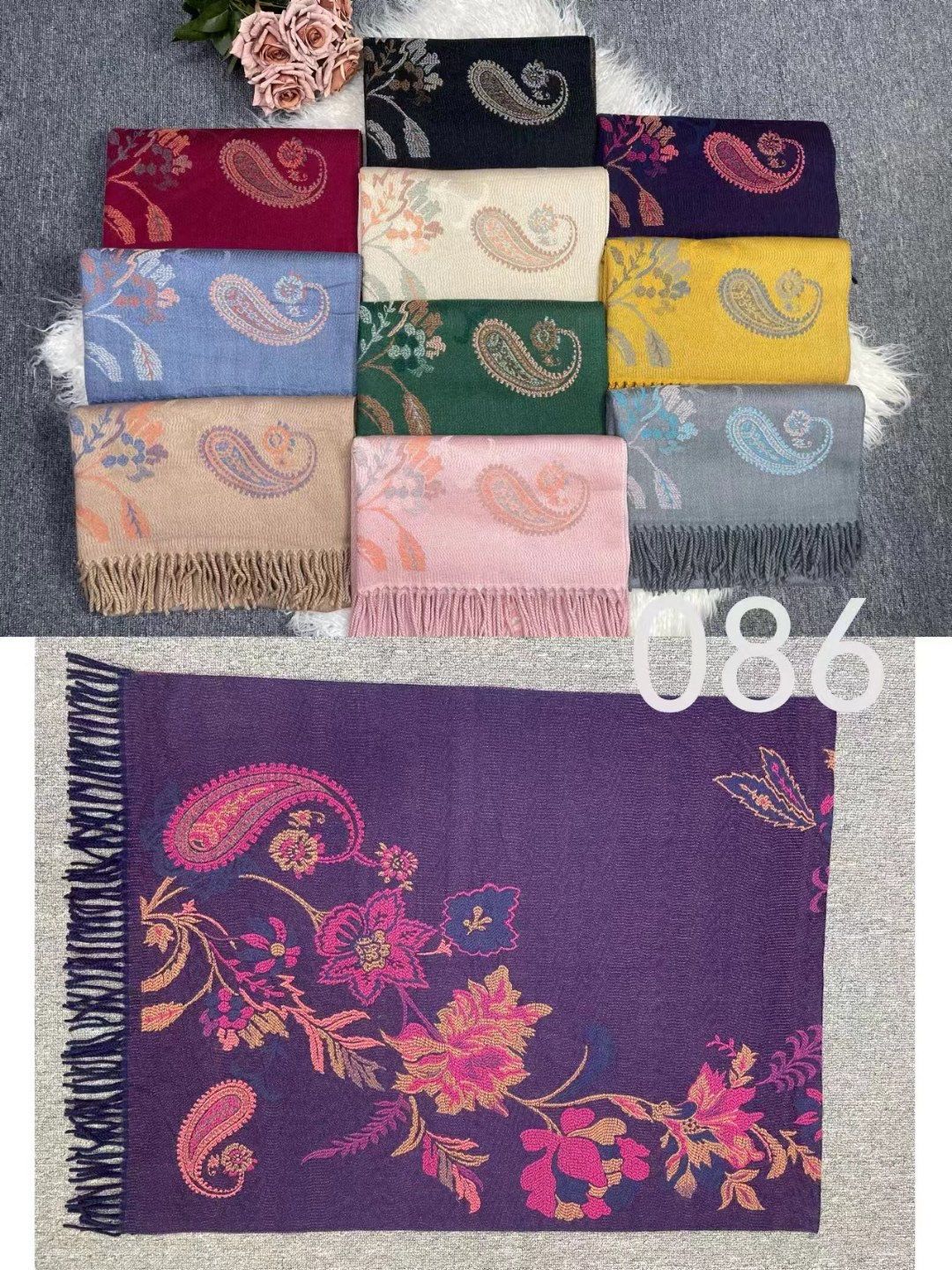 New order style cross-border scarf wholesale, core-spun yarn, flower e-commerce live streaming supply chain pic 6