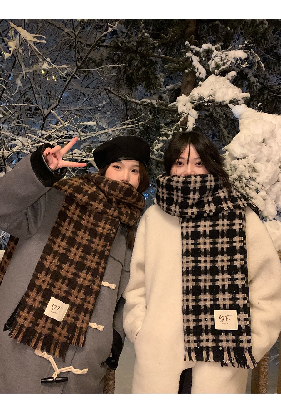 New cross-border scarves are available for live-streaming on e-commerce platforms, featuring a fashionable checkered pattern pic 1