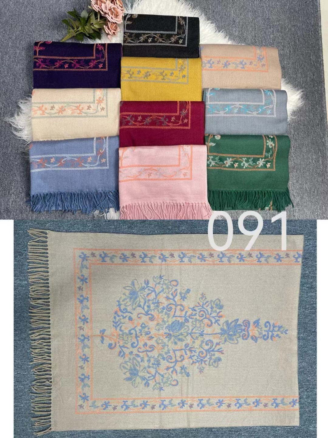 New order style cross-border scarf wholesale, core-spun yarn, flower e-commerce live streaming supply chain pic 7