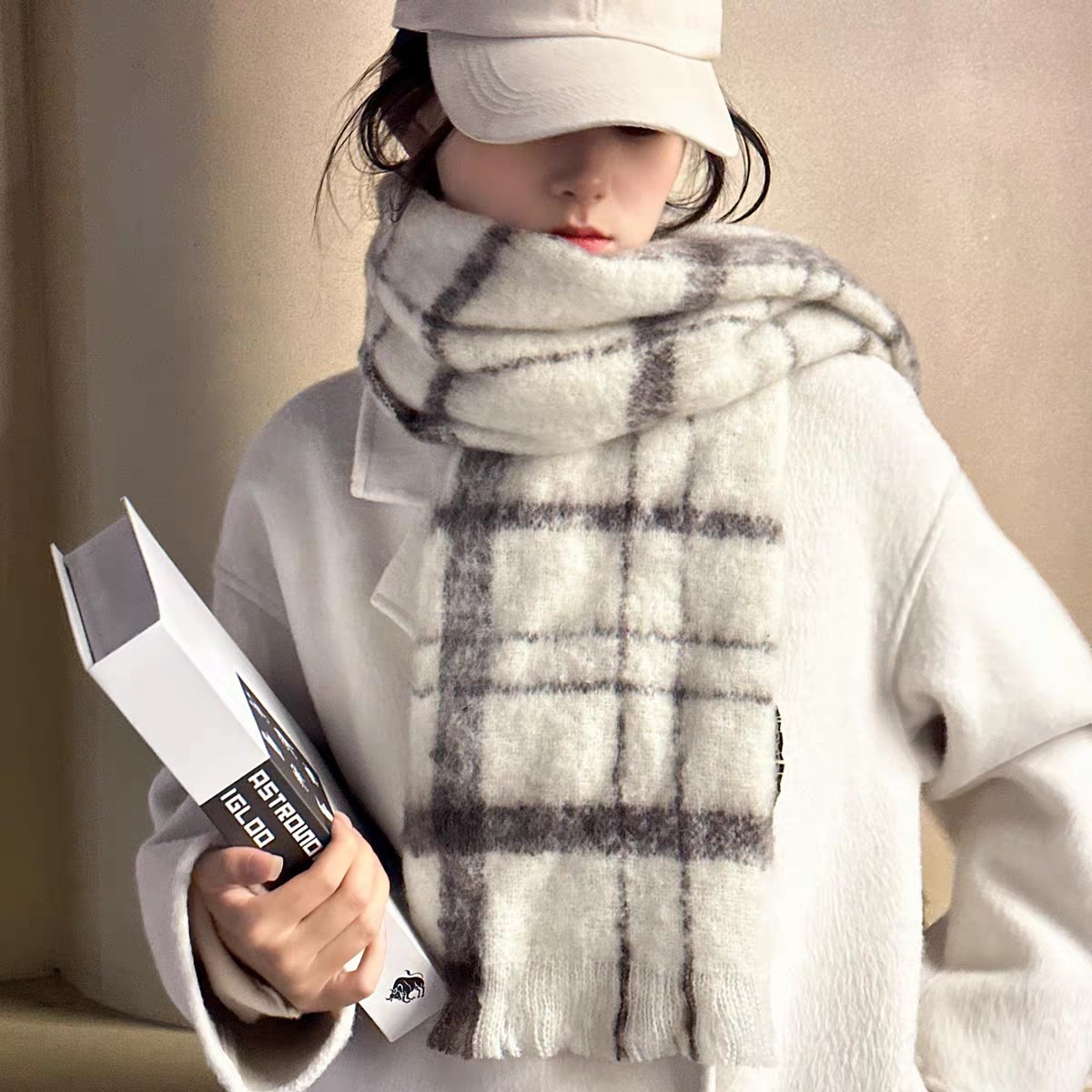 Cross-border scarf wholesale e-commerce network, loop gauze, checkered loose whisker, live-streaming supply chain pic 8