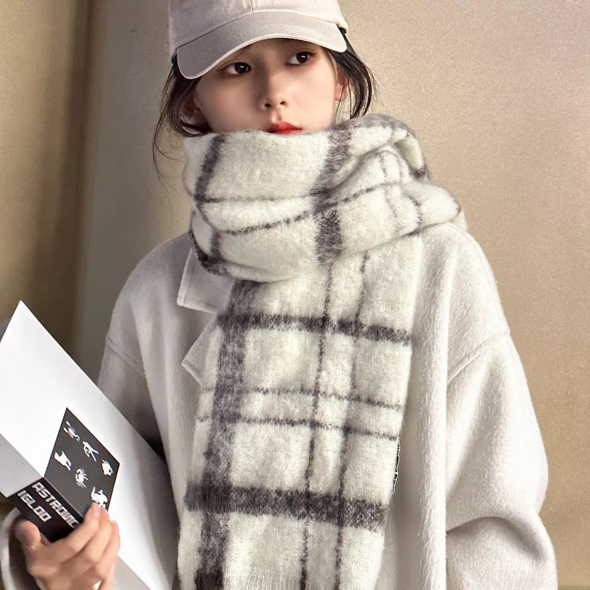 Cross-border scarf wholesale e-commerce network, loop gauze, checkered loose whisker, live-streaming supply chain pic 7