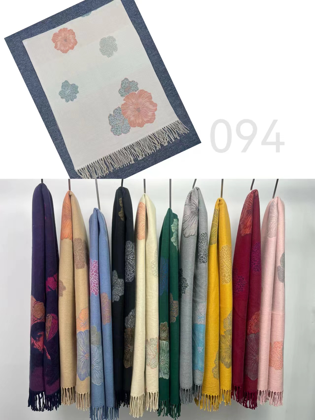 New order style cross-border scarf wholesale, core-spun yarn, flower e-commerce live streaming supply chain pic 2