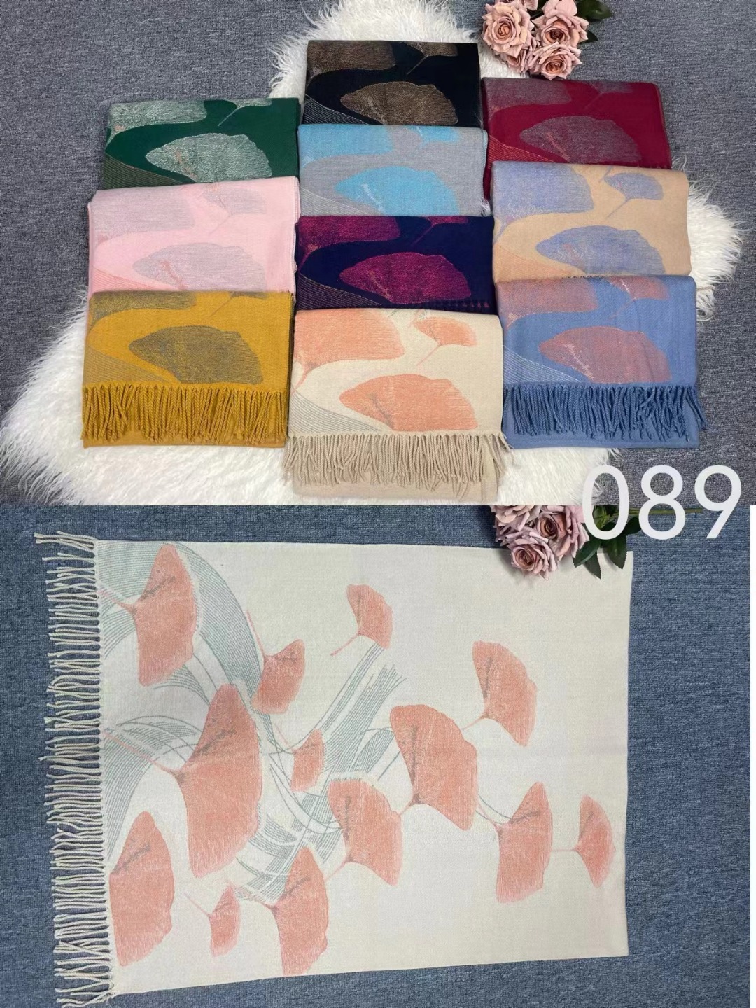 New order style cross-border scarf wholesale, core-spun yarn, flower e-commerce live streaming supply chain pic 4