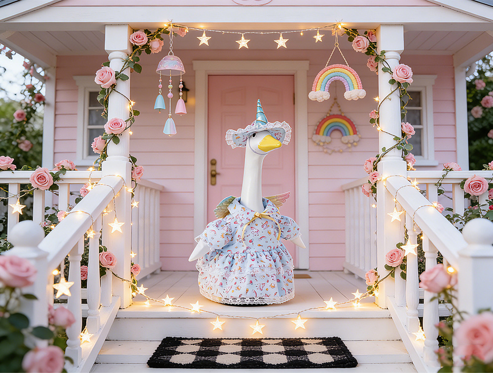 Wholesale of new cross-border 6-inch and 23-inch porch goose clothing, unicorn goose clothing sets and printed skirts pic 2