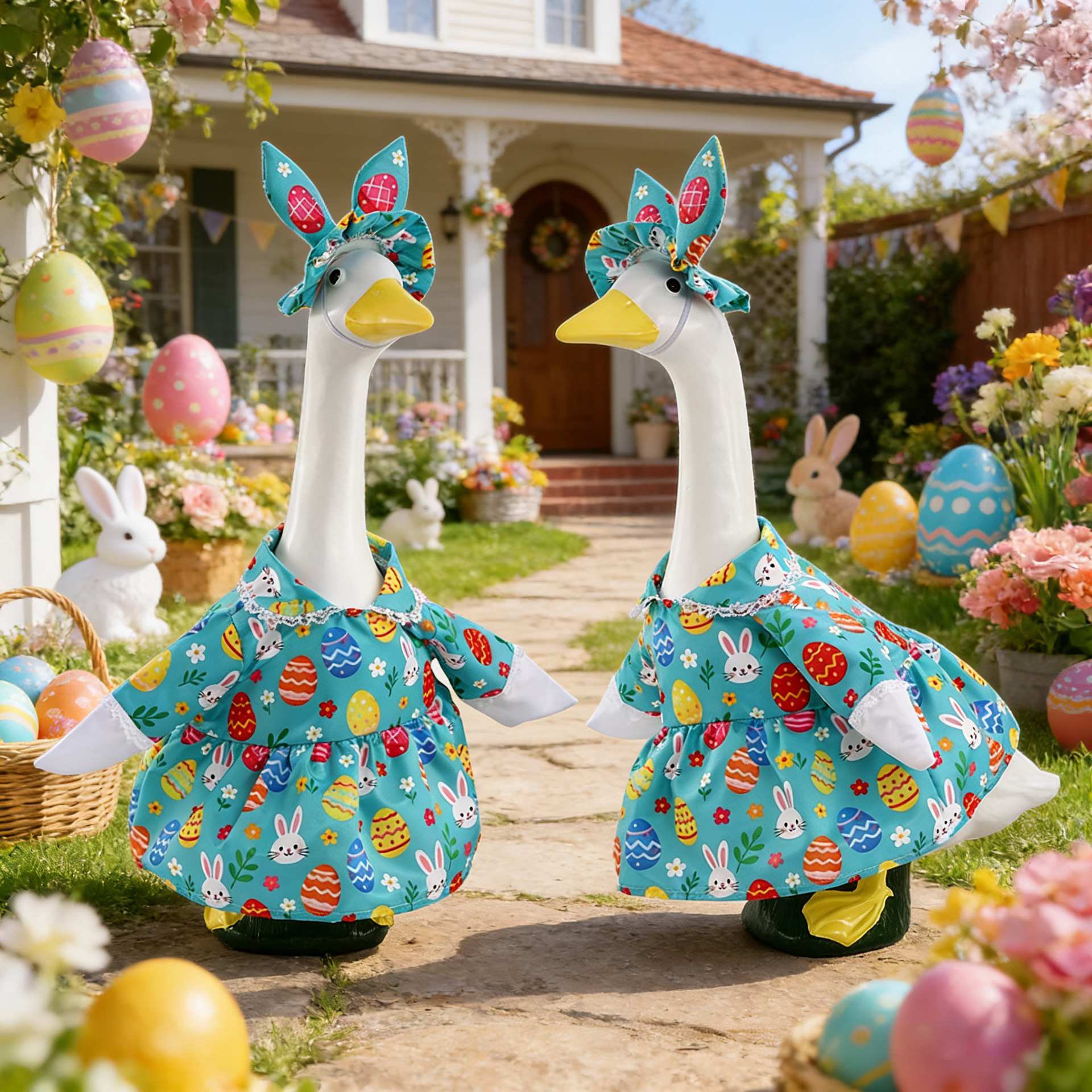 Summer new porch goose clothes, Easter egg rabbit flower big white goose clothes, festival decoration supplies manufacturer in stock pic 4