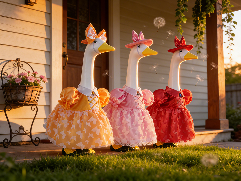 New 23-inch sunflower porch goose dress Princess chiffon dress suit outdoor garden statue goose dress wholesale pic 3