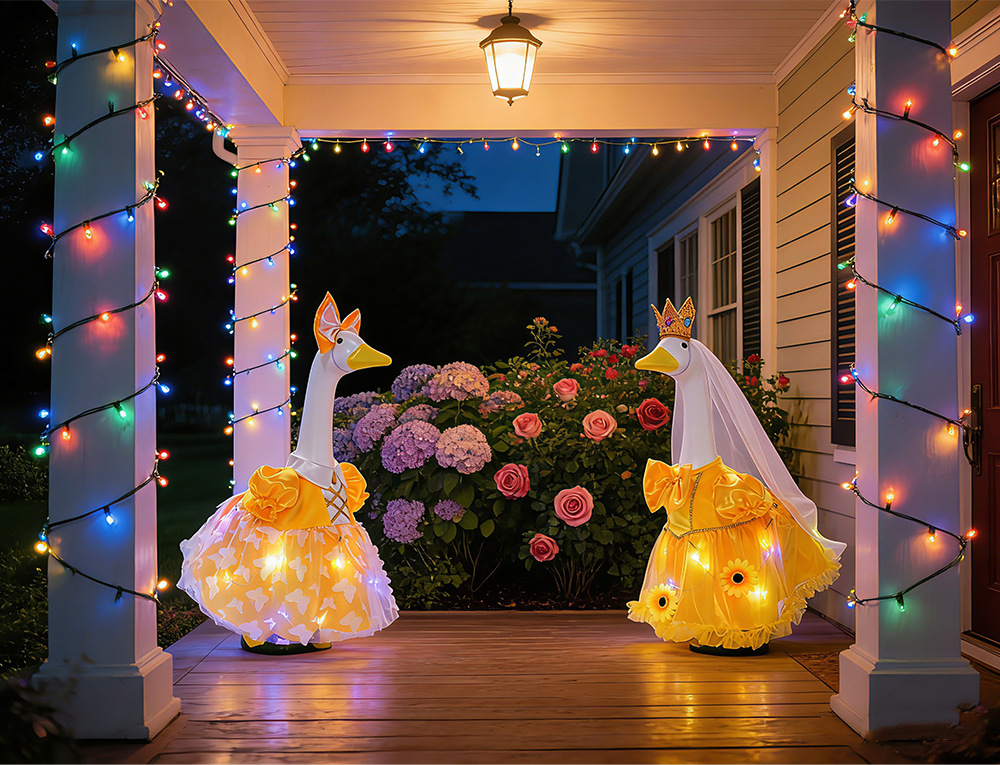 New 23-inch sunflower porch goose dress Princess chiffon dress suit outdoor garden statue goose dress wholesale pic 19