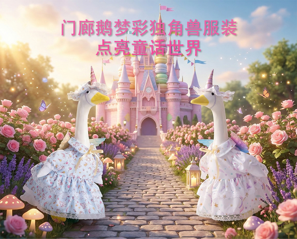 Wholesale of new cross-border 6-inch and 23-inch porch goose clothing, unicorn goose clothing sets and printed skirts pic 1