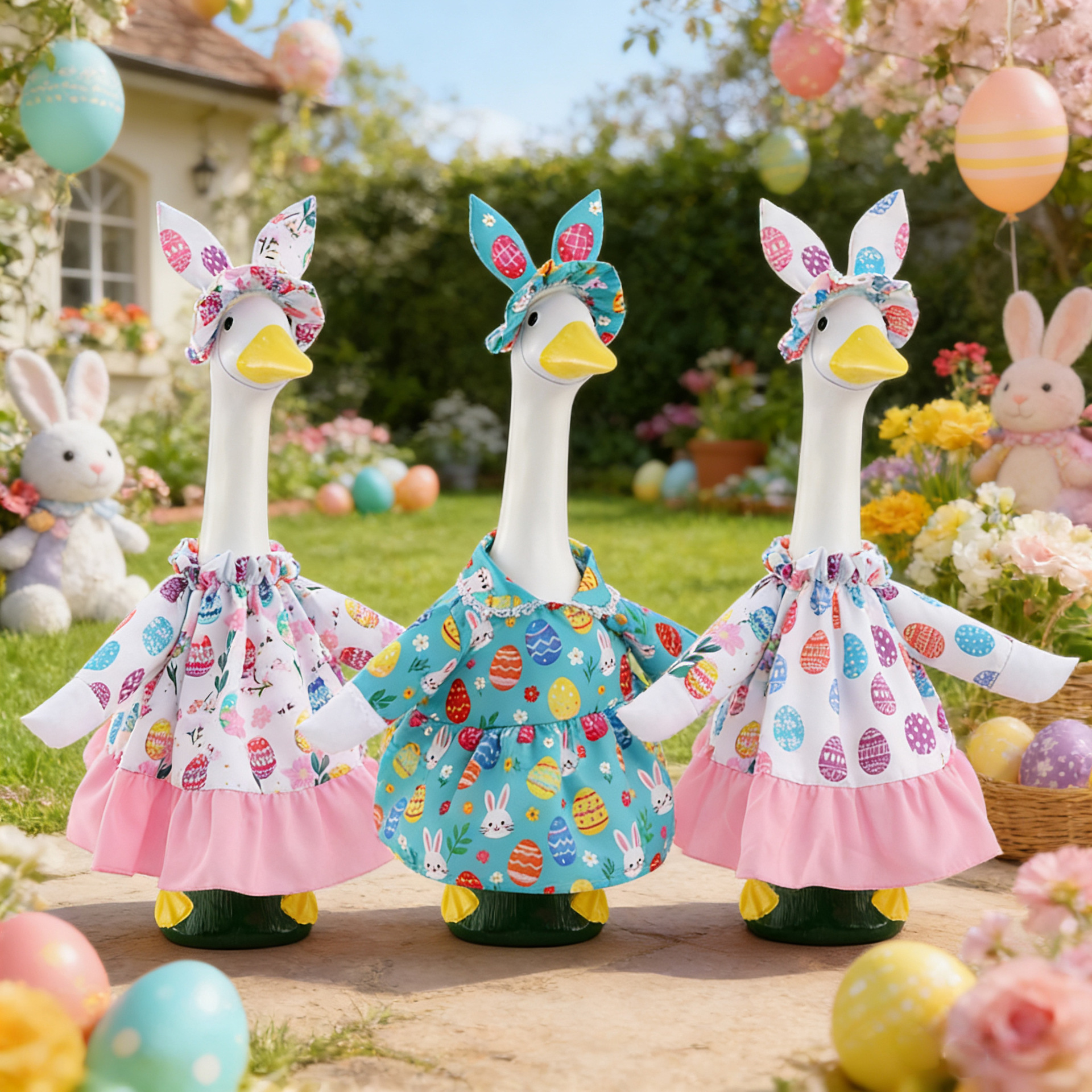 Summer new porch goose clothes, Easter egg rabbit flower big white goose clothes, festival decoration supplies manufacturer in stock pic 3