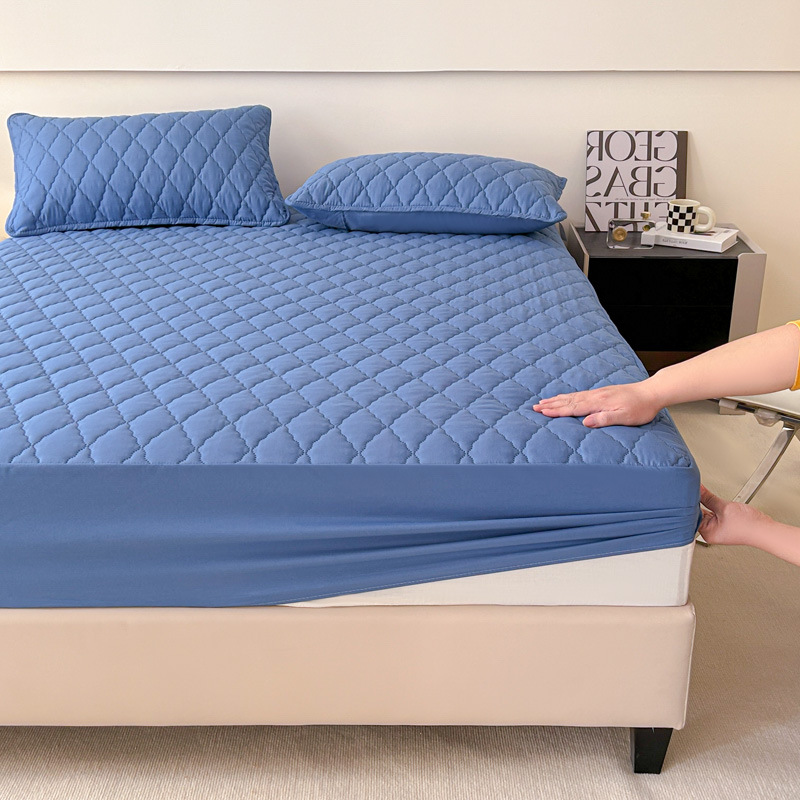 Direct sales for foreign trade, cross-border exclusive supply and wholesale of waterproof cotton-padded beds, solid color thickened matte MATS, Dream protective beds pic 11
