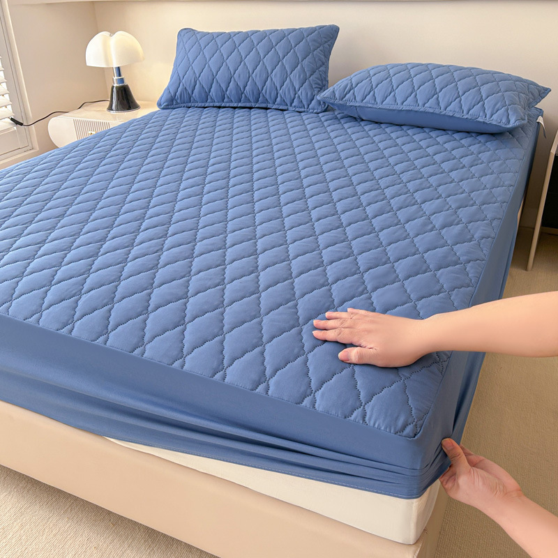 Direct sales for foreign trade, cross-border exclusive supply and wholesale of waterproof cotton-padded beds, solid color thickened matte MATS, Dream protective beds pic 9