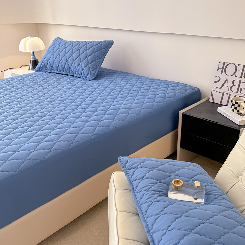 Direct sales for foreign trade, cross-border exclusive supply and wholesale of waterproof cotton-padded beds, solid color thickened matte MATS, Dream protective beds pic 6