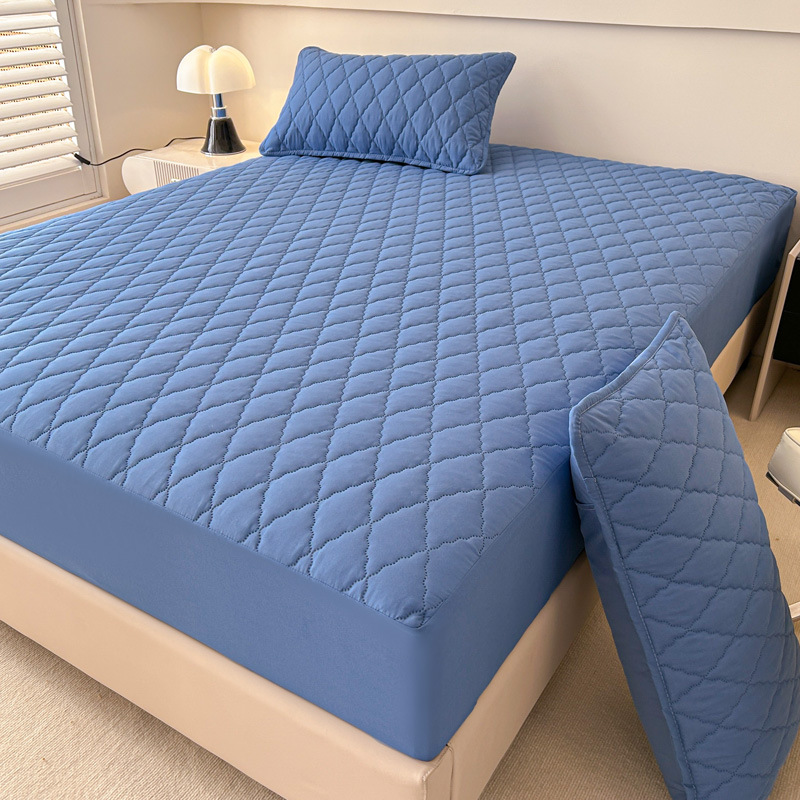 Direct sales for foreign trade, cross-border exclusive supply and wholesale of waterproof cotton-padded beds, solid color thickened matte MATS, Dream protective beds pic 5