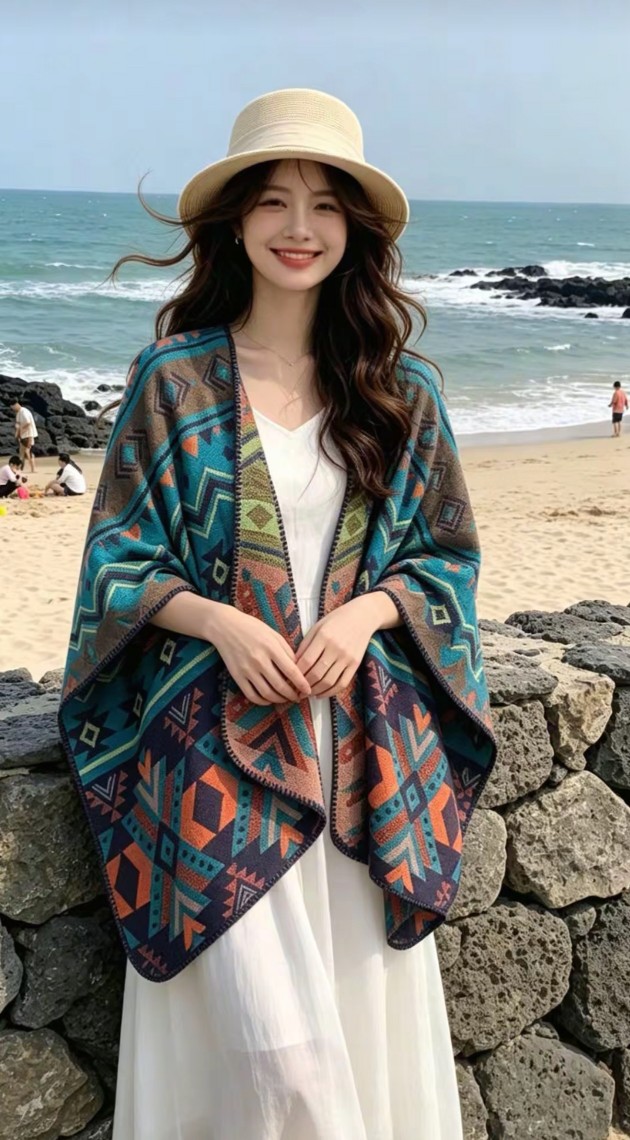 拍照神器旅游民族风披肩跨境电商直播冬季保暖围巾批发供应链供货 pic 5