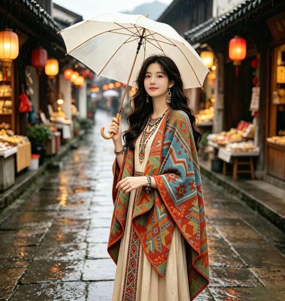 拍照神器旅游民族风披肩跨境电商直播冬季保暖围巾批发供应链供货 pic 6