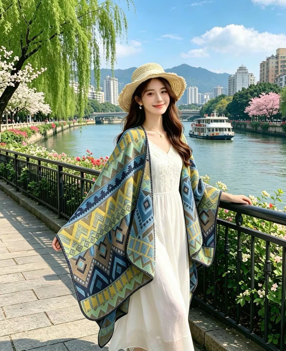 拍照神器旅游民族风披肩跨境电商直播冬季保暖披肩批发供应链供货 pic 6