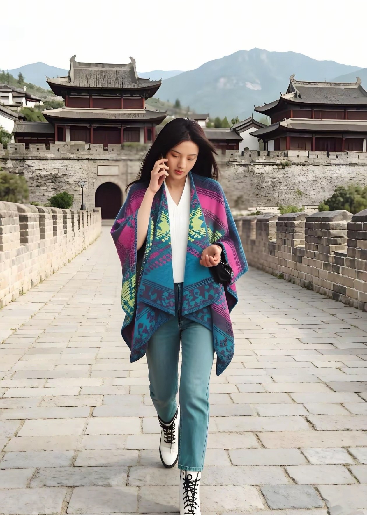 拍照神器旅游民族风披肩跨境电商直播冬季保暖披肩批发供应链供货 pic 8