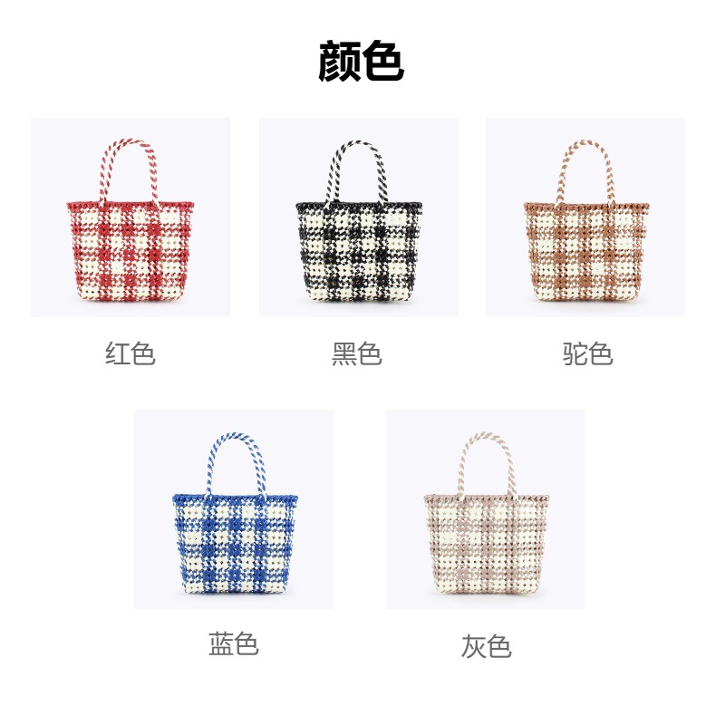 一件代发新款马卡龙色简约手拎包炫彩购物篮子防水沙滩包洗澡浴筐           pic 4