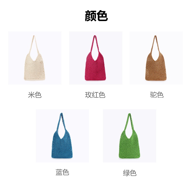 A one-piece, hollowed-out cotton rope woven bag for daily travel, casual wear, commuting, seaside vacations, and fashionable ladies pic 4