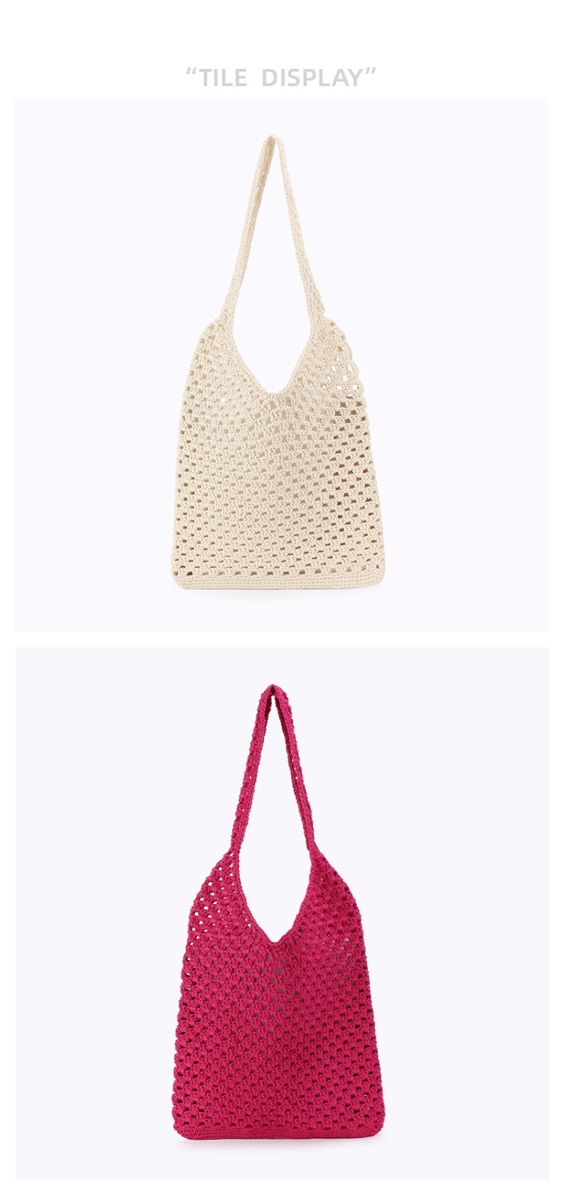 A one-piece, hollowed-out cotton rope woven bag for daily travel, casual wear, commuting, seaside vacations, and fashionable ladies pic 6