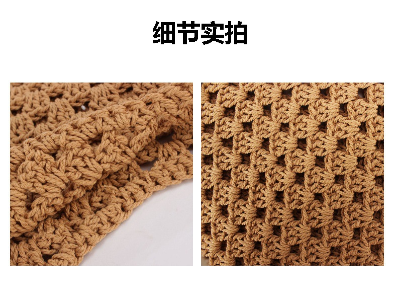 A one-piece, hollowed-out cotton rope woven bag for daily travel, casual wear, commuting, seaside vacations, and fashionable ladies pic 8