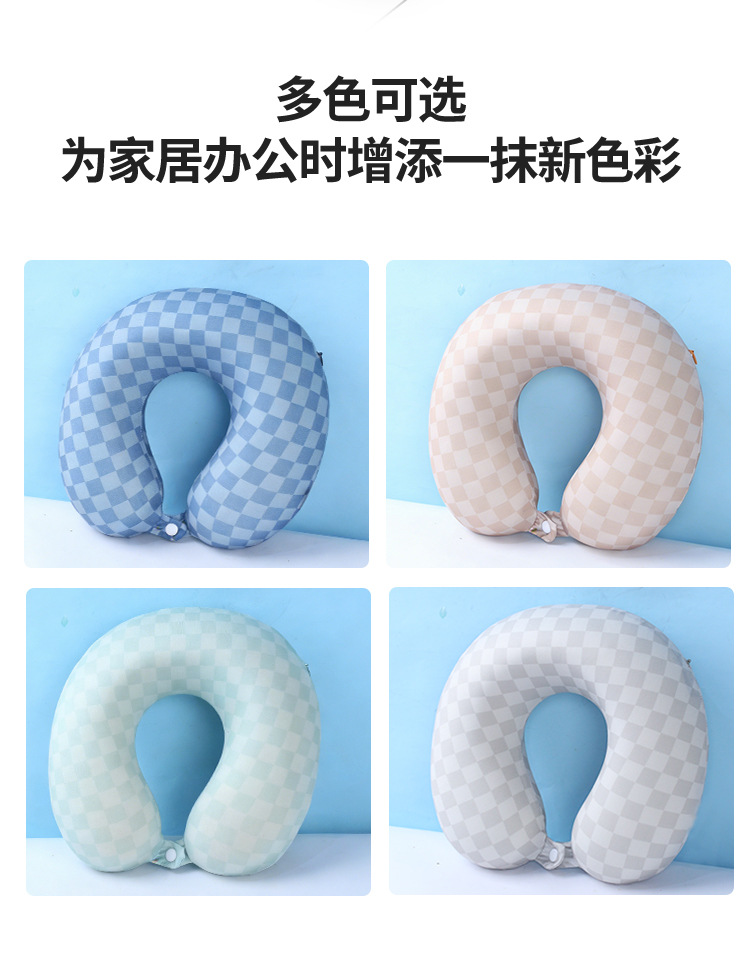 Portable small square memory foam U-shaped pillow, neck pillow, travel airplane pillow, detachable and washable breathable student nap pillow pic 9
