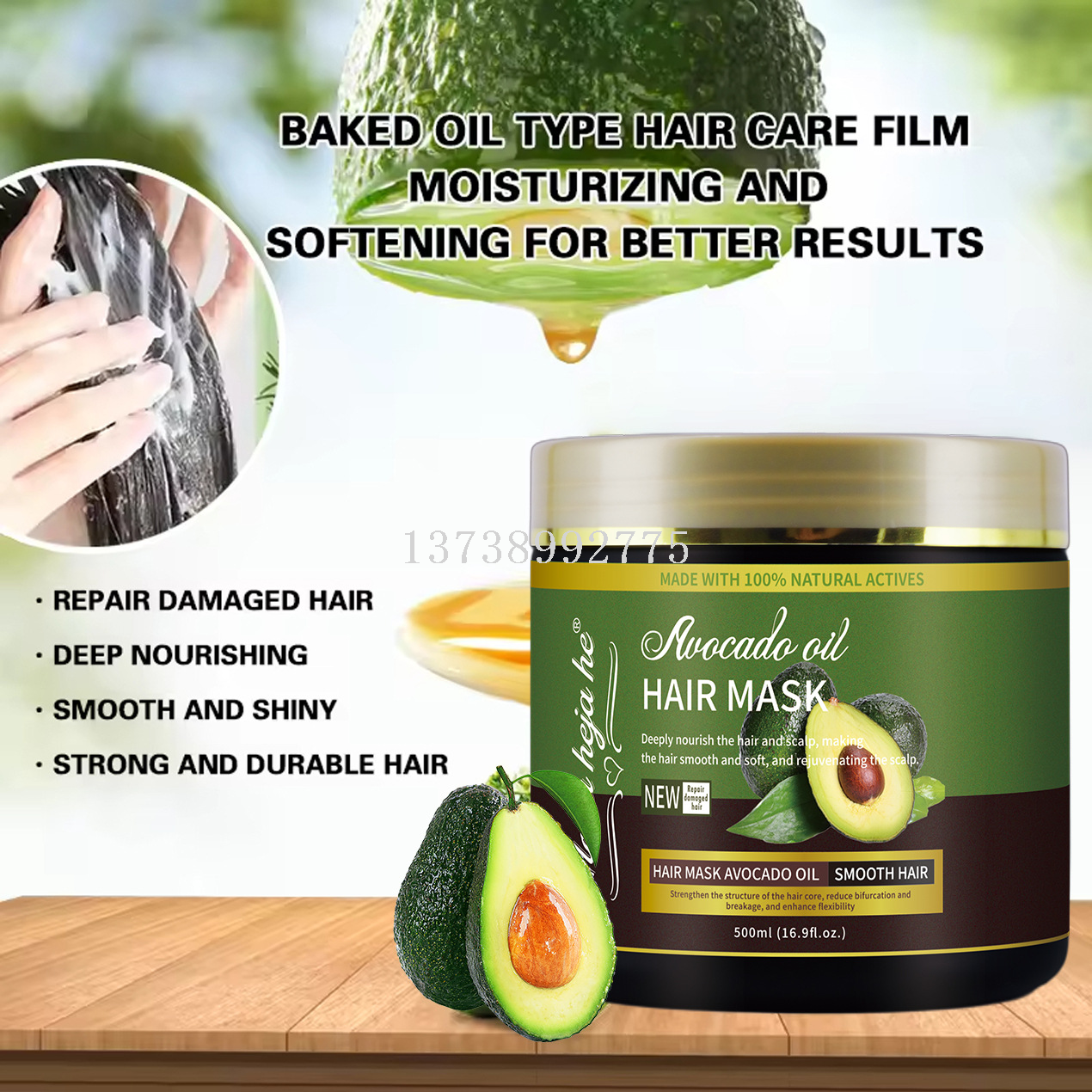 Шампунь AVOCADO avocado с мягким питательным маслом для волос, а также для очистки англоязычных защитных комплексов на иностранных рынках pic 9