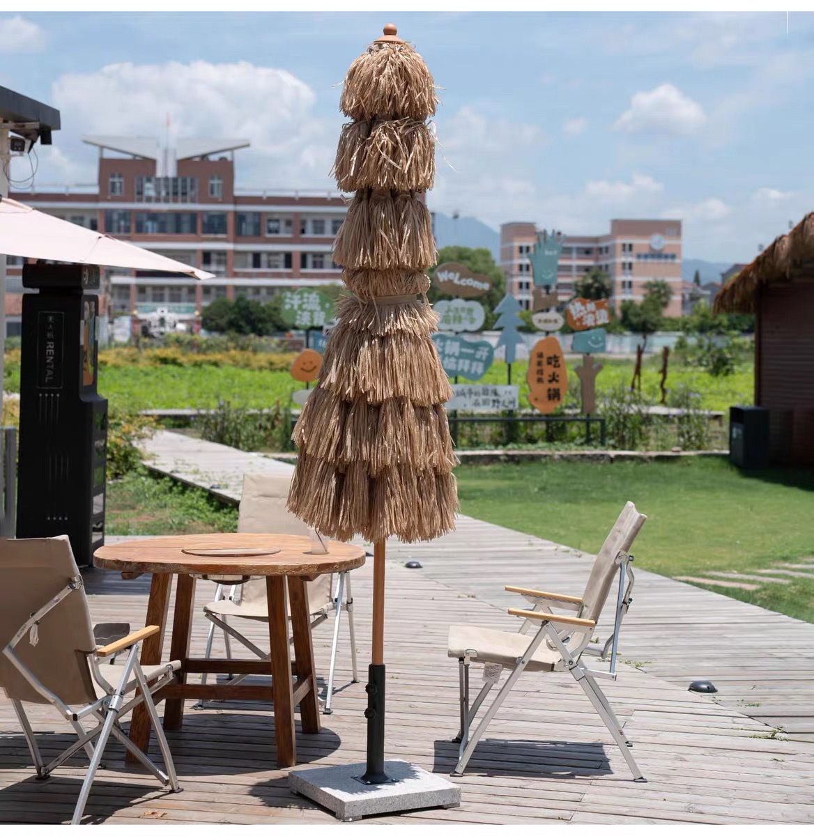 户外仿真稻草伞茅草伞遮阳伞商铺门口太阳伞围炉煮茶户外伞庭院伞详情3