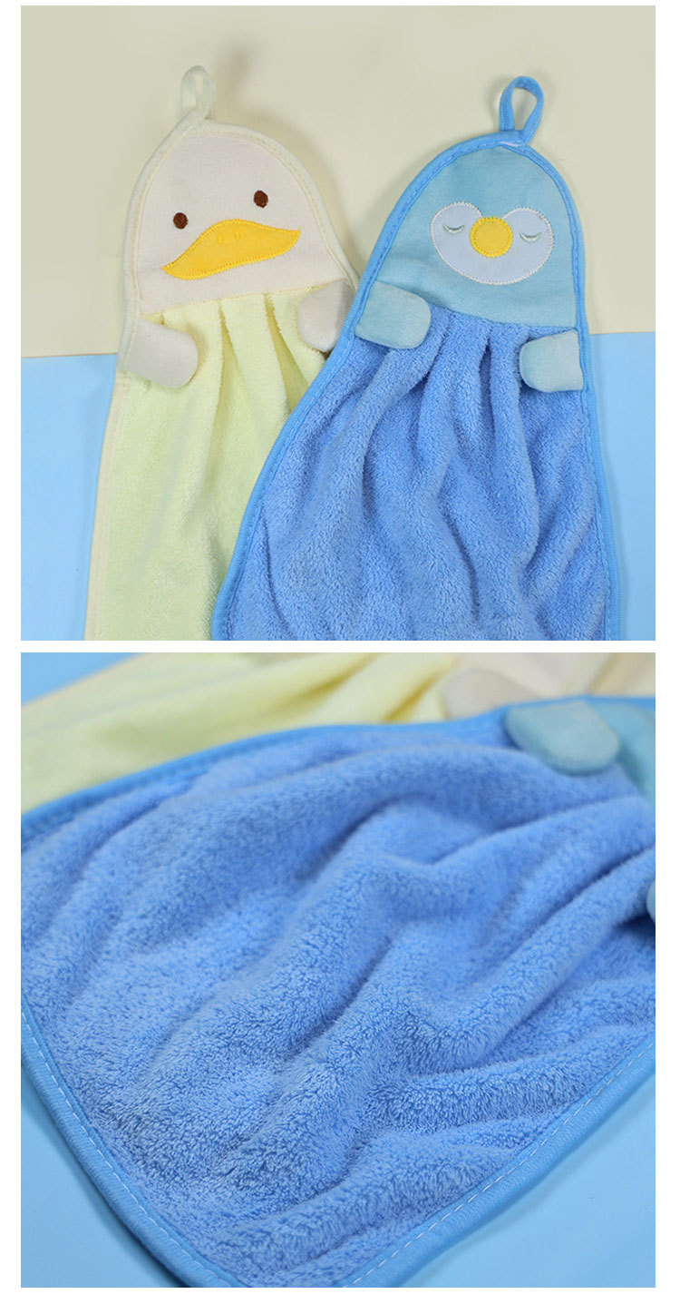 Pañuelo colgante personalizado pingüino lindo pato pañuelo cuadrado pequeño bordado coral fleece pañuelo engrosado toalla resistente a suciedad pic 1