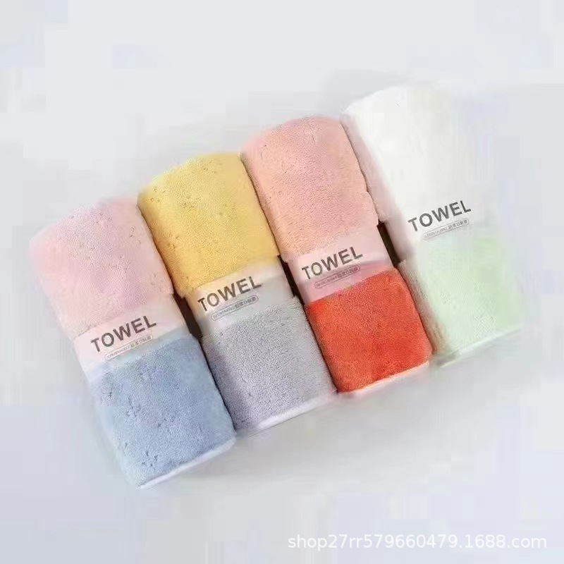 Toalla de color de patchwork doble cara disponible compuesto absorbente adulto hogar pareja no perder el pelo coral fleema color de choque cara toalla pic 3