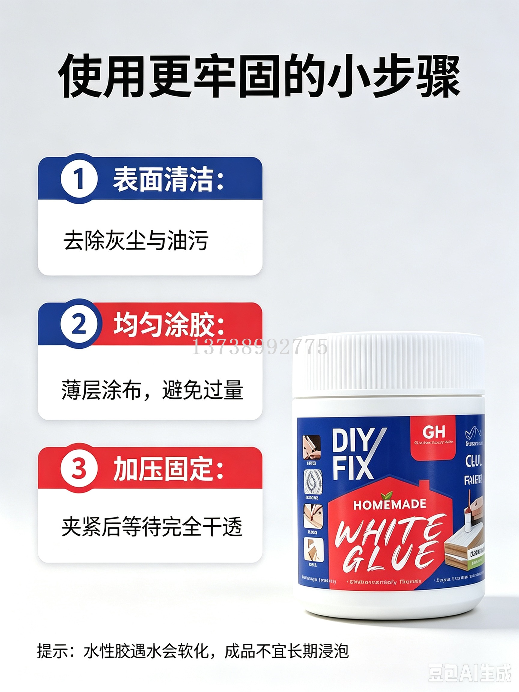 Environmentally friendly white glue wood board splicing manual model bonding adhesive, high-viscosity curing repair adhesive pic 7