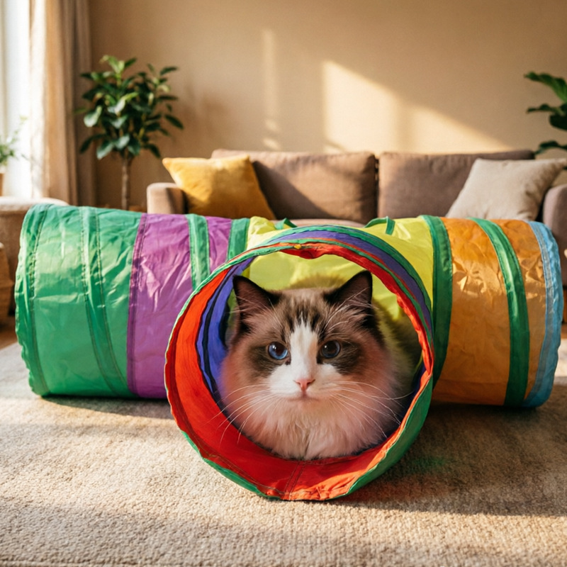 Cross-border Rainbow T-shaped three-way cat channel, fur ball Cat toy track, Pet toys and supplies, tumbling dragon channel pic 7
