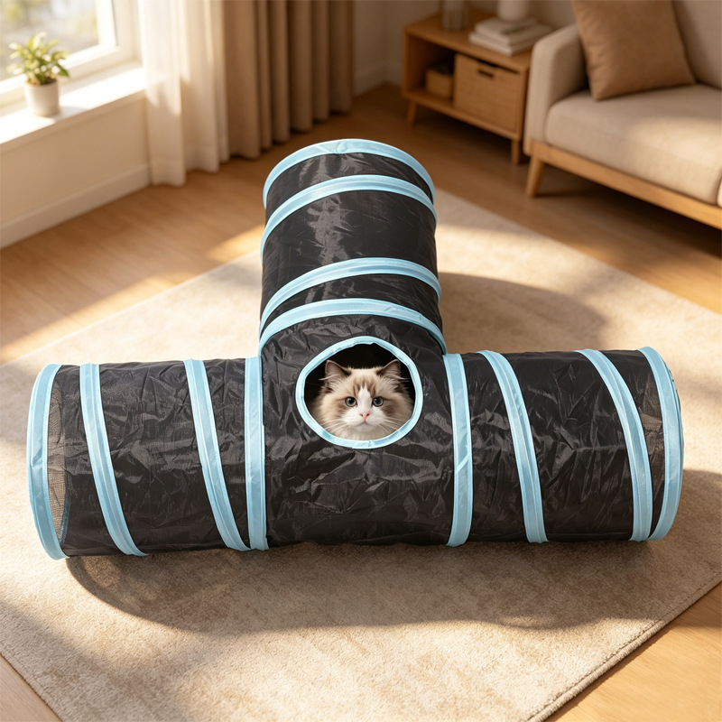 Cross-border Rainbow T-shaped three-way cat channel, fur ball Cat toy track, Pet toys and supplies, tumbling dragon channel pic 16