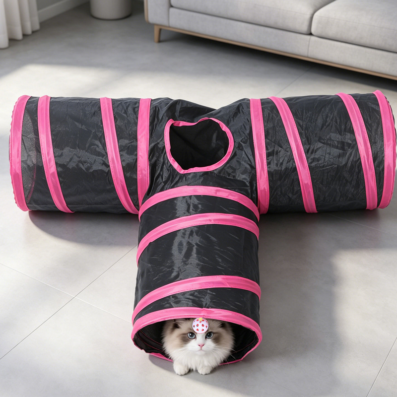 Cross-border Rainbow T-shaped three-way cat channel, fur ball Cat toy track, Pet toys and supplies, tumbling dragon channel pic 12