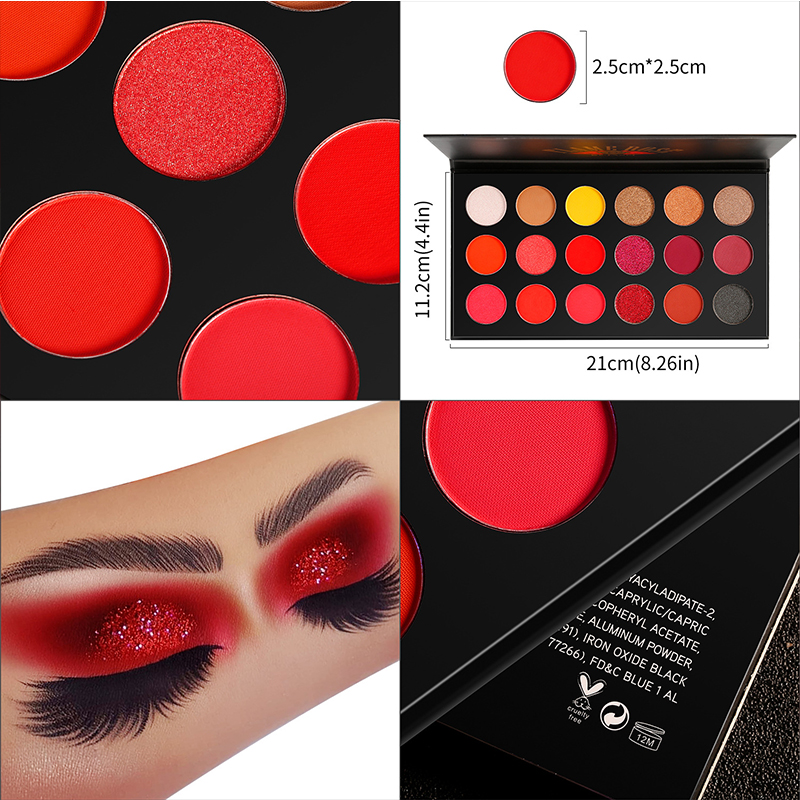 Косметическая фабрика OEM/ODM специализируется на оптовой оптовой упаковке 18 - цветной краски для век, подсветки для окраски, световые световые вспышки на хэллоуин, долговременные творческие тени для век pic 13
