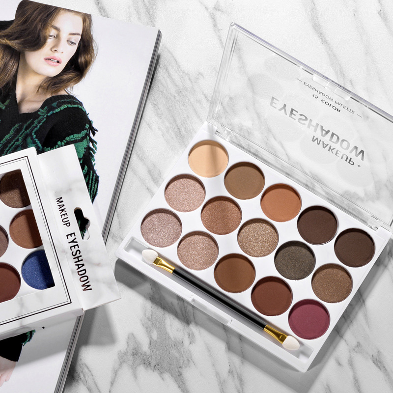 High-quality wholesale OEM/ODM customizable 15-color waterproof and long-lasting formula mineral micro-gloss eyeshadow palette suitable for all skin tones