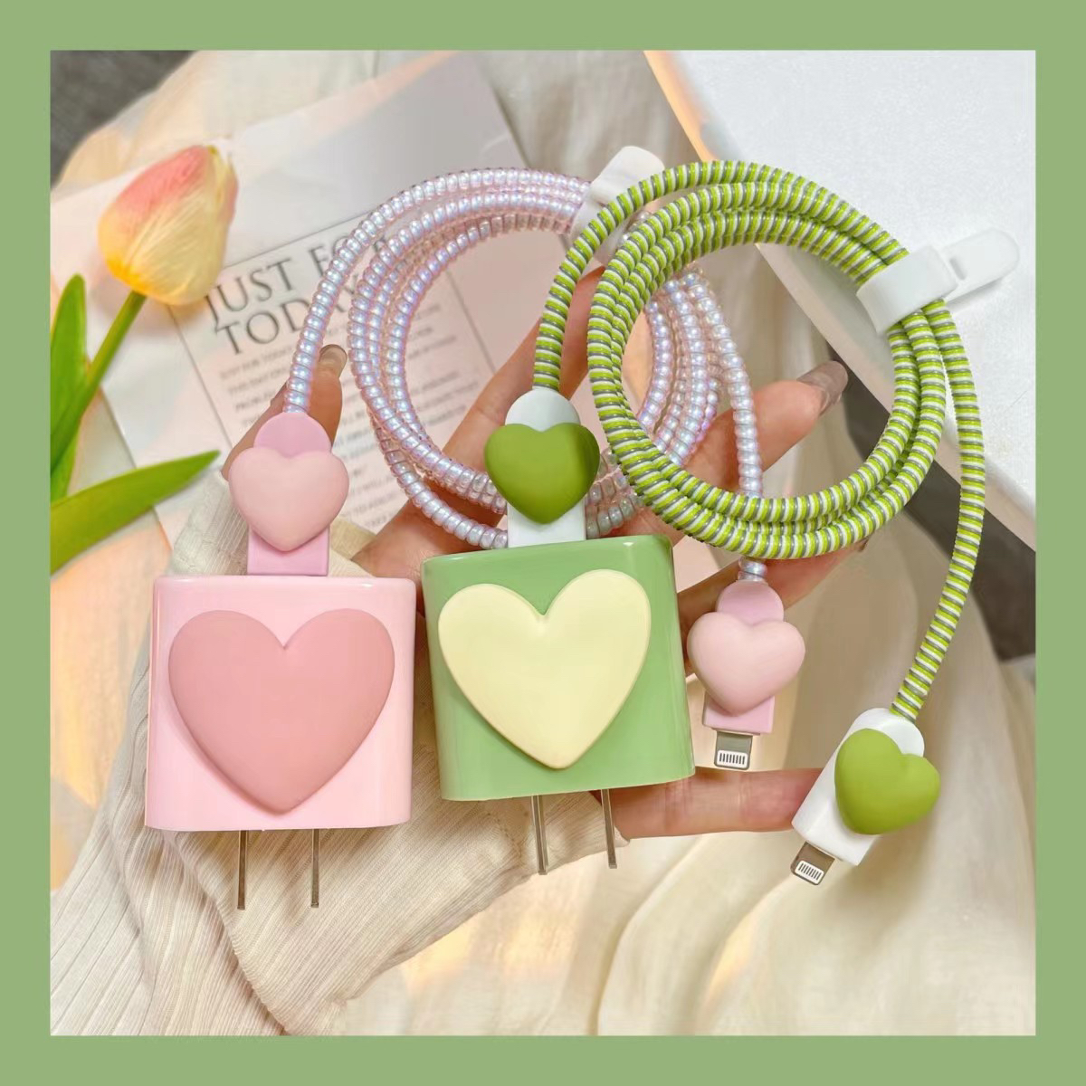 The new heart-shaped charger protection case is suitable for the 18/20w US and European standard universal winding rope of Apple's fast charging head Application Scenario