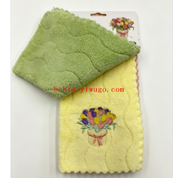 Embroidered bouquet towel, plain lace cloth, household absorbent and stain-removing cleaning towel details Picture
