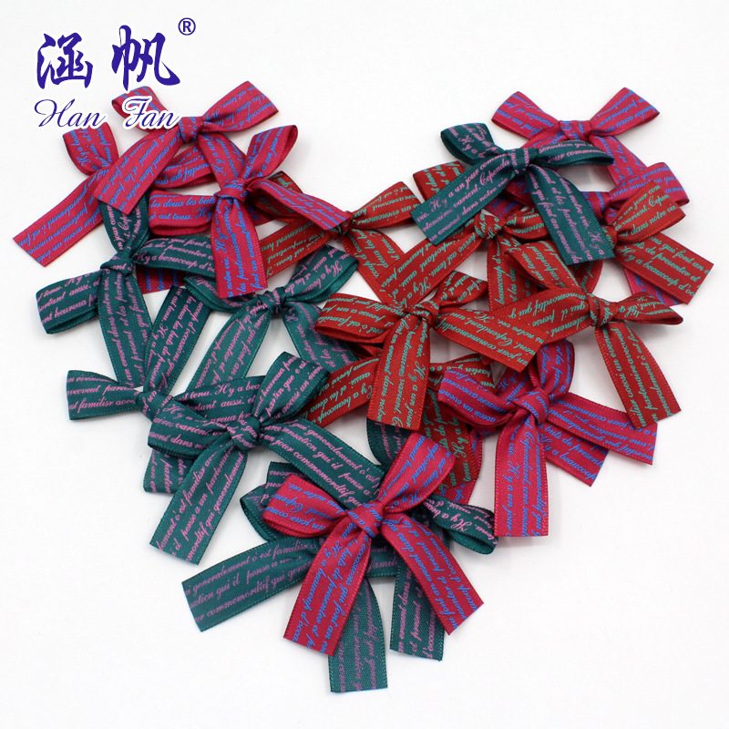 1.5cm polyester with English bow printed on the back, custom-made for various styles of clothing, socks, shoes, gift boxes and decorations
