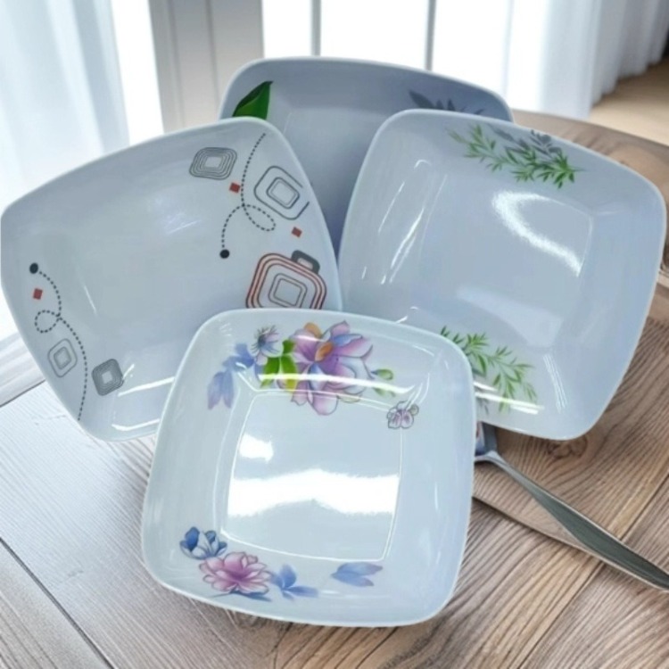 密胺盘塑料盘子水果点心零食分隔餐盘聚会派对6格圆形分装托盘