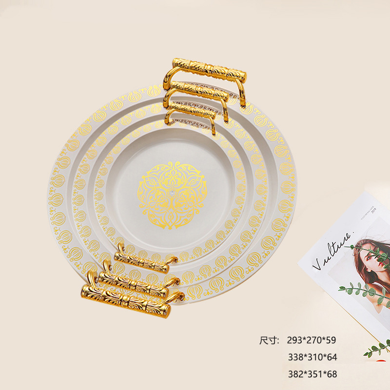 Foreign trade cross-border light luxury high-end tray, fruit plate, dried fruit candy plate, tableware, plastic PET, living room household Application Scenario