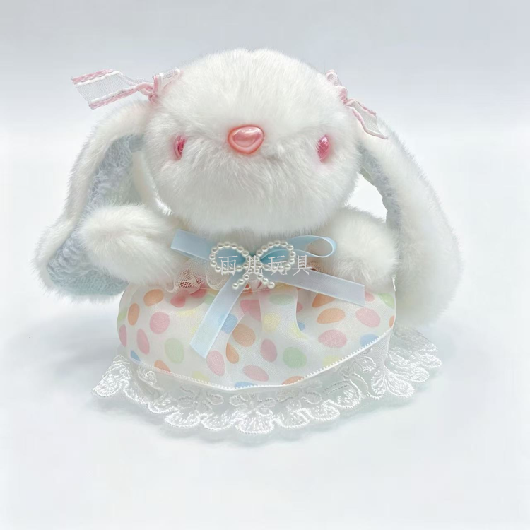 Polka dot lace chiffon dress ear-hanging rabbit plush pendant, Lolita bow little rabbit keychain gift wholesale Application Scenario