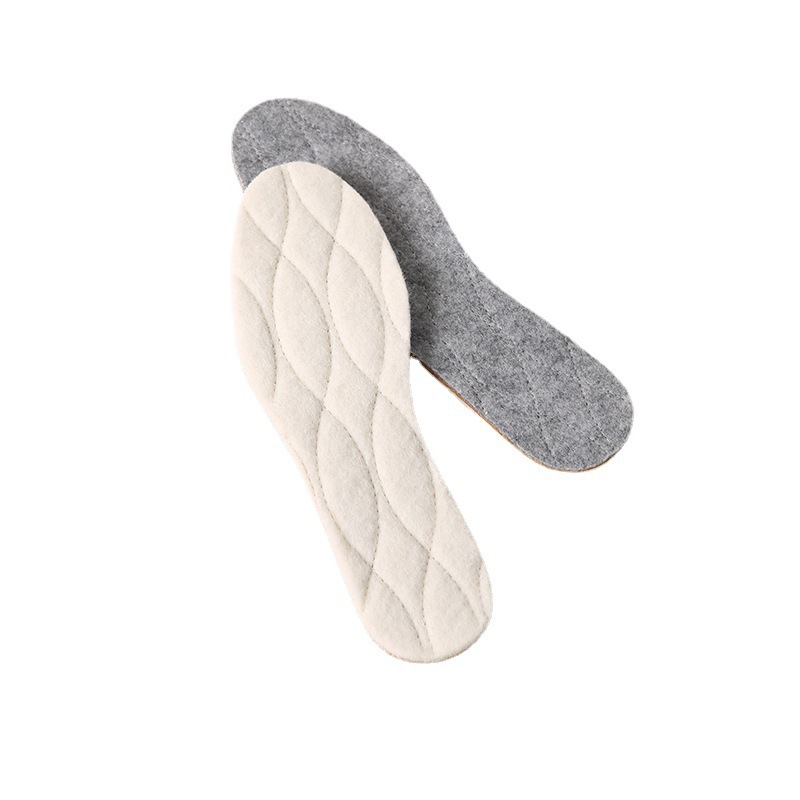 Genuine wool insoles for cold protection and warmth retention, with added fleece and thickened cotton compressed wool felt. Pure wool felt for winter Application Scenario