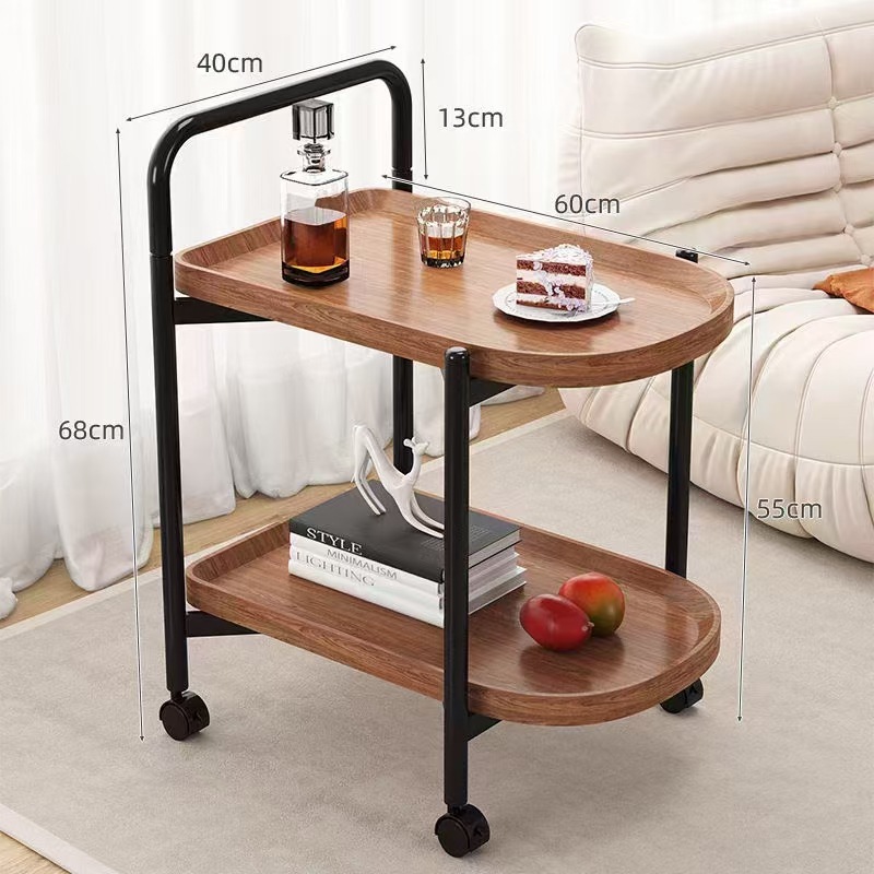 Carrito desmontable rack sala de estar simple doble pared de almacenamiento doméstico con ruedas pequeños bordes