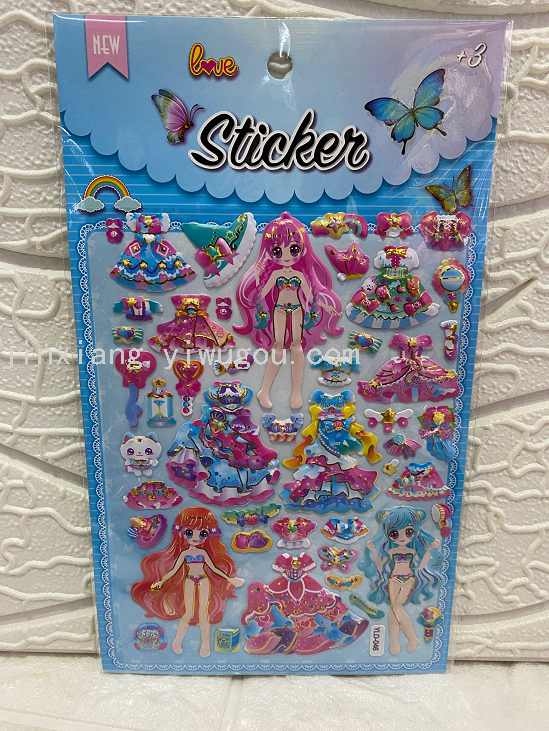 Colorful gilded cartoon princess dress-up 3D reward bubble stickers DIY notebook photo album stickers Item Picture