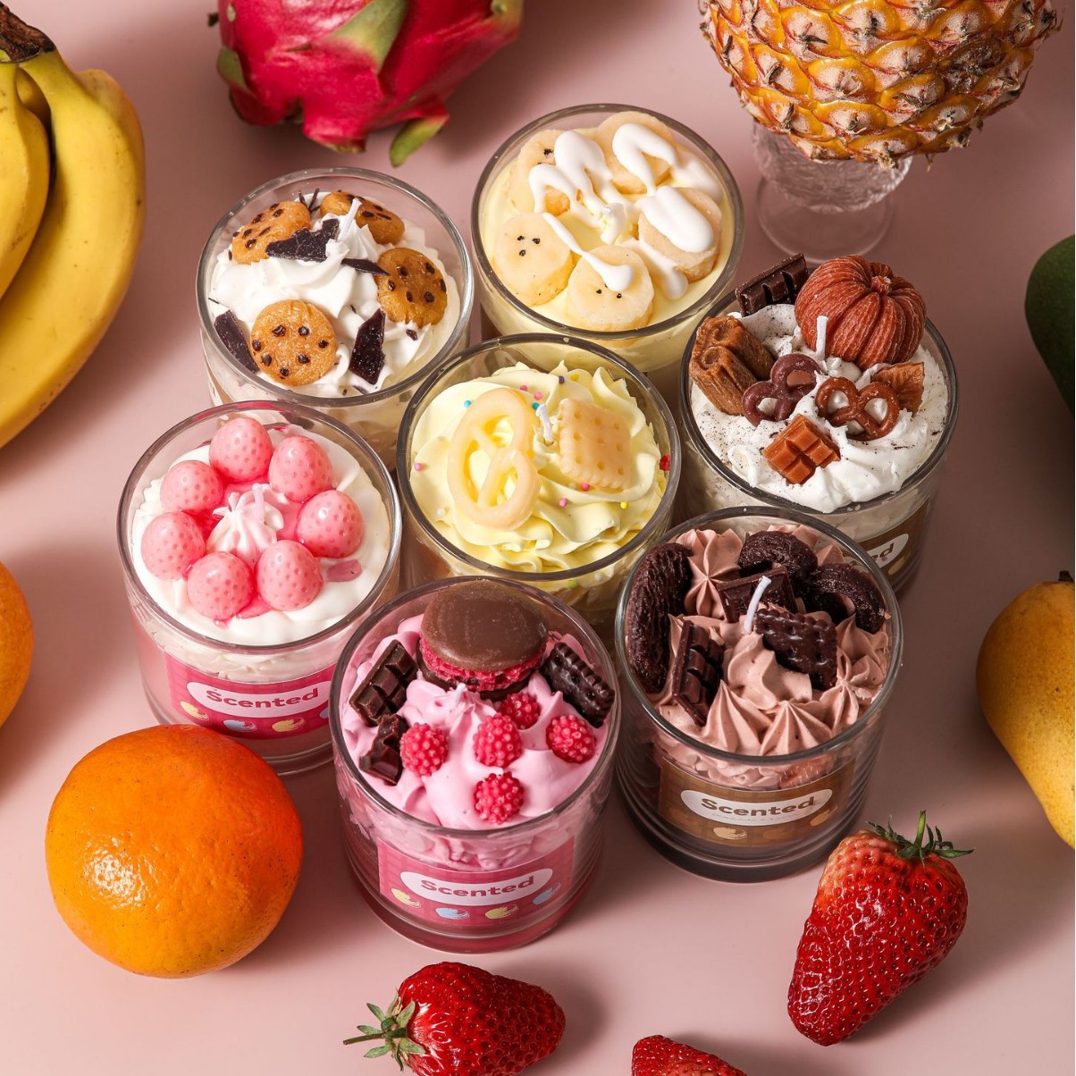 马卡龙色系甜品奶油香薰蜡烛礼盒出口跨境伴手礼卧室外贸摆件