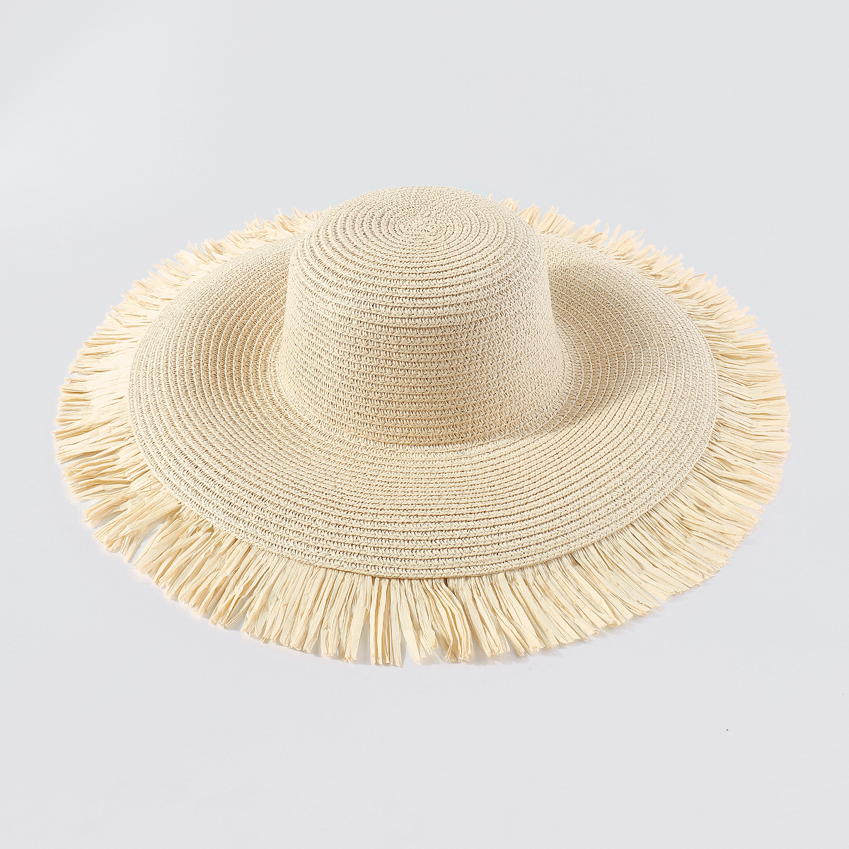 Fashionable lady's straw hat, Bohemian style, summer outdoor wide-brimmed sun hat, casual vacation, woven beach hat, straw hat details Picture